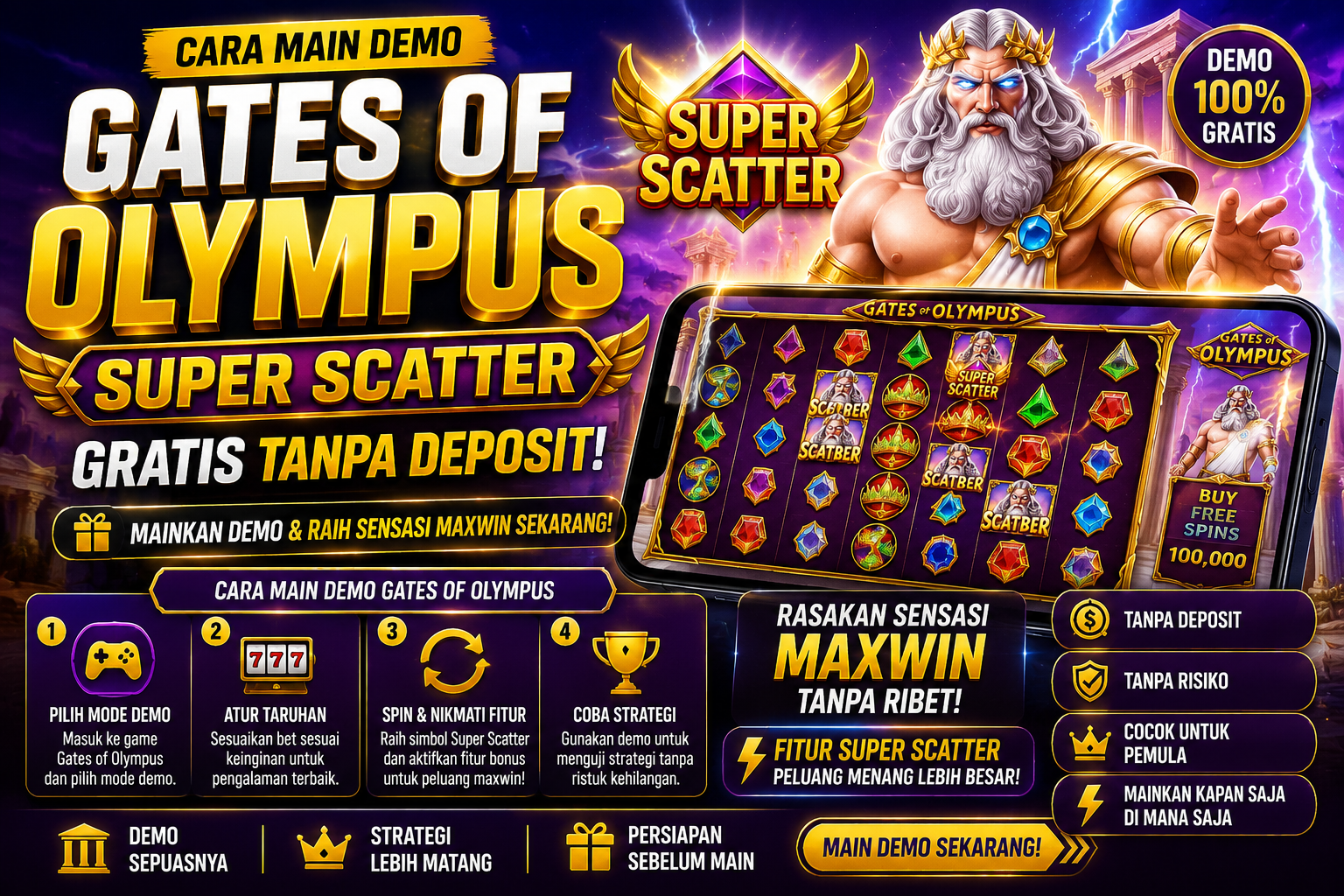 Cara Main Demo Gates of Olympus Super Scatter Gratis Tanpa Deposit