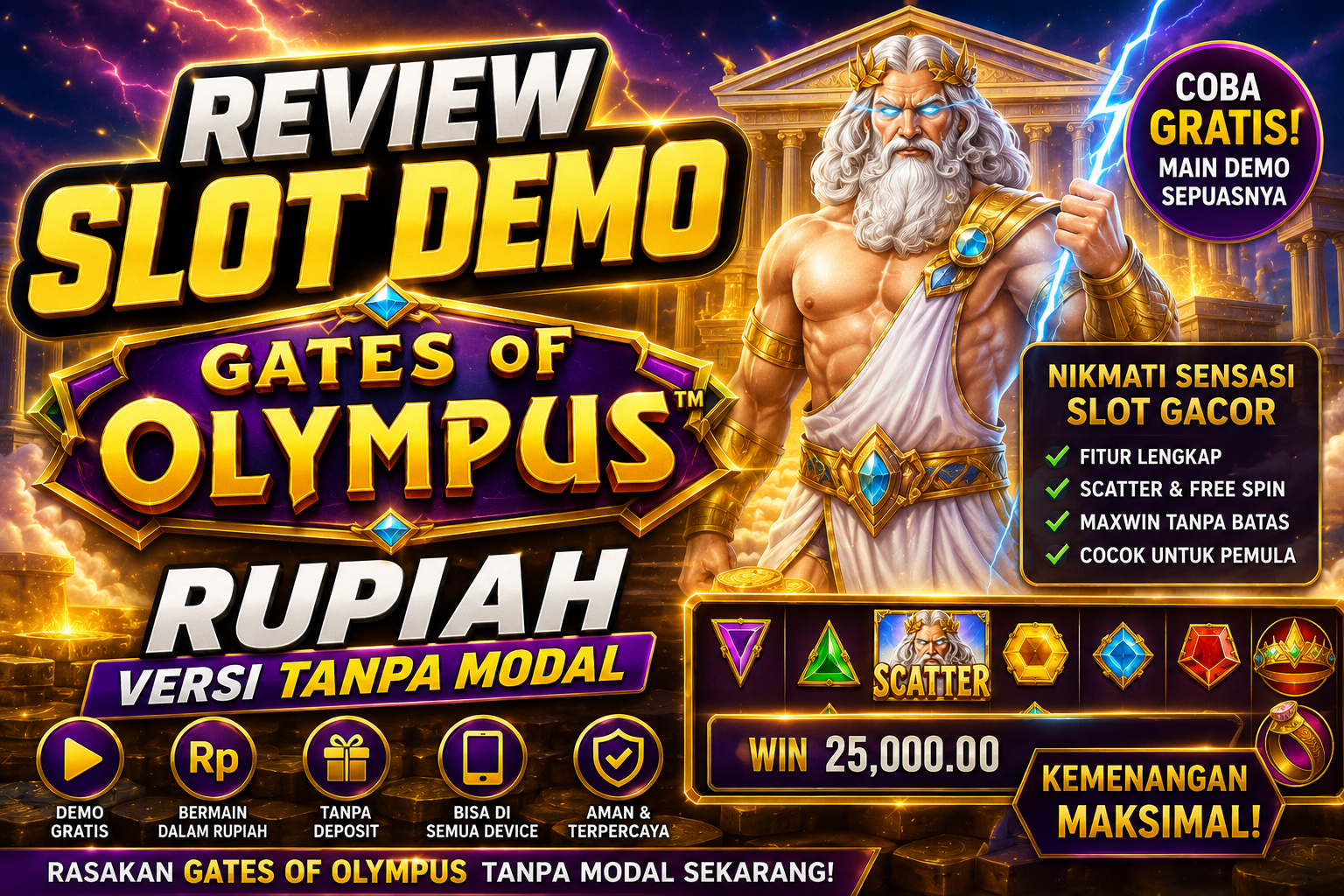 Review Slot Demo Gates of Olympus Rupiah Versi Tanpa Modal