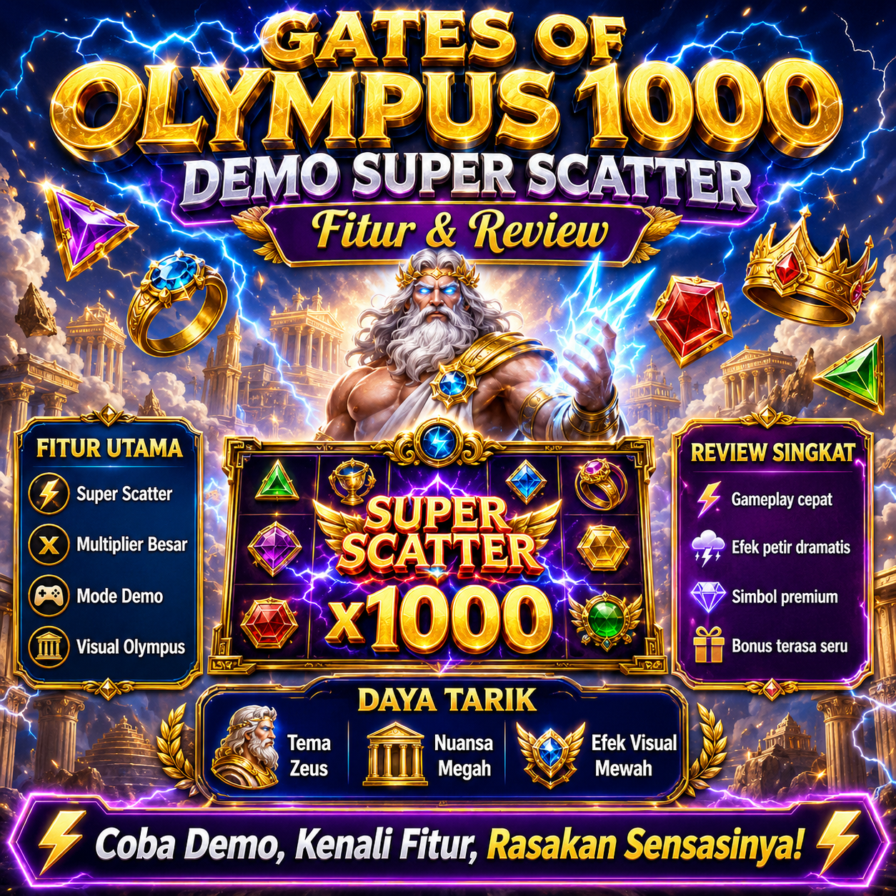 Gates of Olympus 1000 Demo Super Scatter: Fitur & Review